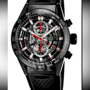 Tag heuer watch, 43.5mm, black ceramic watch, sapphire Chrystal, rubber strap